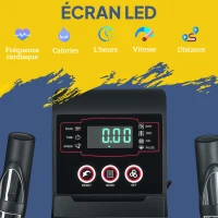 SPORTNOW Vélo elliptique pour la maison ultra silencieux, magnétique 8 niveaux résistance, écran LED, capteur de pouls, noir(m-5)