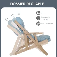 HOMCOM Fauteuil Chaise de Salon Pliable et inclinable en Bois Fauteuil Relax Confortable avec Coussin capitonné épais(m-4)