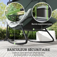 Outsunny Lot de 2 fauteuils à bascule extérieur avec coussins épais, siège tissu textilène respirant et cadre en acier, gris(m-7)