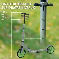 AIYAPLAY Trottinette enfants 6 à 12 ans, trottinette pliable à 2 roues, hauteur réglage, pour filles et garçons, scooter vert(m-4)