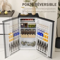 HOMCOM Réfrigérateur congélateur petit réfrigérateur 91 L étagères modulables design sous-comptoir 47,5 x 44,2 x 84 cm noir(m-7)
