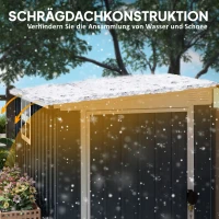 Outsunny Gartenlagerschuppen, Werkzeugschuppen für Gartengeräte, Fenster, Lüftungsöffnungen, abschließbar, Stahl, Dunkelgrau(m-6)