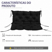 Outsunny Almofada para Banco com Encosto 100x98x8 cm Almofada de Banco de 3 Lugares com 6 Cordões de Fixação para Jardim(m-5)