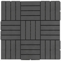 Outsunny Set de 9 Baldosas Cuadradas de 30x30 cm con Área de 0,81 m² Losetas Sistema de Clic para Balcón Terraza Jardín Negro(m-11)