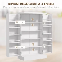 HOMCOM Armadio da Cucina con 5 Ripiani Centrali e 2 Ripiani Laterali a 6 Livelli, in MDF, 60x30x104 cm, Bianco(m-7)