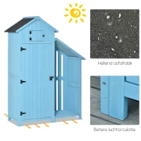 Outsunny tuinhuis gereedschapshuis gereedschapsschuur met opslagruimte voor brandhout gereedschapsschuur met 3 planken asfalt dak dennenhout hemelsblauw 130 x 54,5 x 180 cm(m-4)