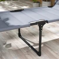 Outsunny Bain de soleil chaise longue pliante avec pare-soleil, appuie-tête inclinable en tissu Oxford 70 x 200 x 45 cm gris(m-8)