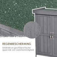 Outsunny Apparatuurkast, dubbele deur, klapdeksel, 2 planken, weerbestendig, natuurlijk hout, grijs, 74 x 43 x 88 cm(m-4)