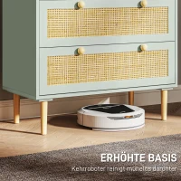 HOMCOM Schlafzimmer-Kommode mit 3 Schubladen, Rattan-Fronten, Kleiderkommode für Flur, Eingangsbereich, MDF, Grün(m-7)