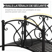 Outsunny Pont de jardin en métal décoration de jardin avec garde-corps latéraux charge maximale 150 kg 102 x 48 x 49 cm noir(m-5)