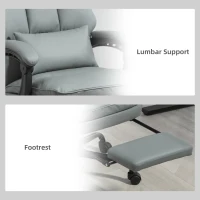 HOMCOM Faux Leather Reclining Office Chair, with Footrest - Grey(m-7)