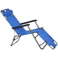 Outsunny Metal Frame 2 In 1 Sun Lounger w/ Pillow Blue(m-11)