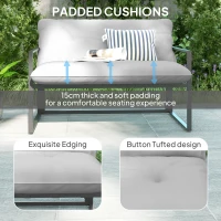 Outsunny Four-Piece Relaxed Back Garden Dining Set - Black/Light Grey(m-4)