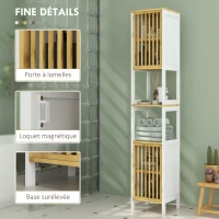 HOMCOM Meuble Colonne Rangement Salle de Bain bicolore dim. 30L x 32l x 172H cm 2 placards avec étagère réglable + 2 niches(m-7)