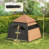 PawHut Haustierzelt, Hundezelt, klappbar, wetterbeständig, Hundehütte, für große Hunde, Dunkelbraun(m-3)