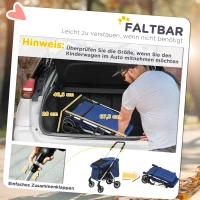 PawHut Hundewagen, Leichter und faltbarer Transportwagen für kleine Hunde, waschbares Kissen, Netzfenster, Dunkelblau(m-6)