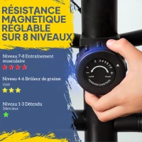 SPORTNOW Vélo elliptique pour la maison ultra silencieux, magnétique 8 niveaux résistance, écran LED, capteur de pouls, noir(m-4)