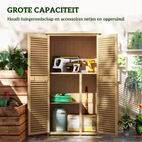 Outsunny Weerbestendige Tuinkast, 2 Deuren met Slot, Grenenhout, 87L x 46,5B x 160H cm, Lichtgeel(m-5)