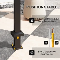 Outsunny Tonnelle de barbecue abri barbecue à double-toit rigide avec 2 étagères et crochet supérieur, 244x184x258cm, noir(m-7)