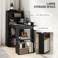 HOMCOM Birou Modern pentru Acasa cu Rafturi de Depozitare pe Niveluri Masa de Scris cu Raft pentru Carti Negru pentru sufragerie camera de zi dormitor(m-5)