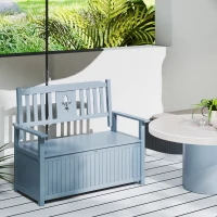 Outsunny Two-Seater Wooden Storage Bench - Grey(m-8)