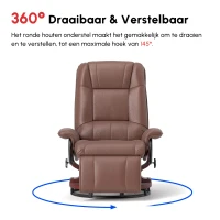 HOMCOM Relax fauteuil luxe comfortabele kleine slaapstoel 145° kantelbaar verstelbare voetsteun Bruin(m-5)
