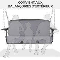 Outsunny Coussins pour balancelle de jardin, coussins pour balancelle 3 places, 2 pièces,130 x 45 x 5 cm, gris foncé(m-4)