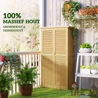 Outsunny Weerbestendige Tuinkast, 2 Deuren met Slot, Grenenhout, 87L x 46,5B x 160H cm, Lichtgeel(m-6)