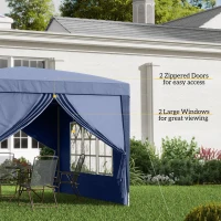 Outsunny 3 x 3(m) Pop Up Gazebo, Water and UV Resistant Party Tent Camping Canopy Marquee with Carry Bag, Blue(m-7)
