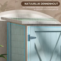 Outsunny Houten Opbergkast met 2 Deuren, Tuinschuur met Asfaltdak, 110 x 55 x 117 cm, Lichtgrijs(m-7)