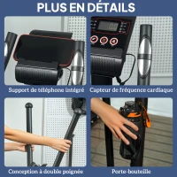 SPORTNOW Vélo elliptique pour la maison ultra silencieux, magnétique 8 niveaux résistance, écran LED, capteur de pouls, noir(m-7)