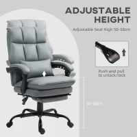 HOMCOM Faux Leather Reclining Office Chair, with Footrest - Grey(m-5)