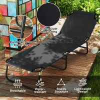 Outsunny Garden Sun Lounger, with Five-Position Back - Black(m-5)