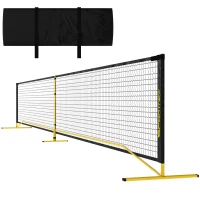 SPORTNOW Pickleball-net, draagbaar, met metalen frame en stoffen net, inclusief draagtas, Geel(m-1)