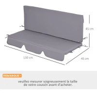Outsunny Coussins pour balancelle de jardin, coussins pour balancelle 3 places, 2 pièces,130 x 45 x 5 cm, gris foncé(m-3)