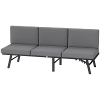 Outsunny Divano da Giardino 3 in 1 Reclinabile su 5 Posizioni con Cuscini, 180x63.5x68 cm, Grigio(m-10)