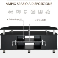 HOMCOM Mobile Porta TV Classico da Soggiorno con 2 ripiani e 2 Armadietti, in MDF e Acciaio Inox, Nero, 120x39.5x52cm(m-4)