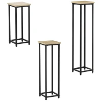 Outsunny Lot de 3 supports pot de fleurs porte-plantes carrées empilables - 21 x 21 x 50/70/90 cm - acier(m-12)