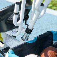 HOMCOM Tricycle 6 en 1 pour enfants, auvent, ceinture de sécurité 5 points, rangement, repose-pieds, frein, 1-5 ans, bleu(m-9)