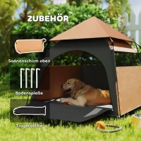 PawHut Haustierzelt, Hundezelt, klappbar, wetterbeständig, Hundehütte, für große Hunde, Dunkelbraun(m-7)