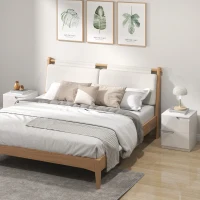 HOMCOM High Gloss Bedside Table Set of 2 - White(m-2)