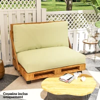 Outsunny Coussins de palette extérieur 2 places coussins de siège pour euro palette lavable 120 x 80 cm et 120 x 45 cm, beige(m-8)