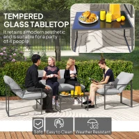 Outsunny Four-Piece Relaxed Back Garden Dining Set - Black/Light Grey(m-5)