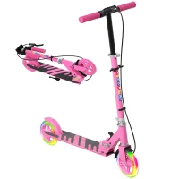 AIYAPLAY Scooter for Kids Aged 3-8 Years, with Adjustable Handle, Two Light Up Wheels, Handbrake, Rear Brake, Pink(m-1)