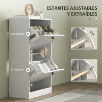 HOMCOM Zapatero con 2 Cajones Abatibles Estantes Ajustables para Pasillos y Espacios Pequeños 47x26x85 cm Blanco Veteado(m-5)