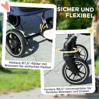 PawHut Hundewagen, Leichter und faltbarer Transportwagen für kleine Hunde, waschbares Kissen, Netzfenster, Dunkelblau(m-8)