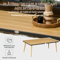 Outsunny Salon de Jardin en résine tressée 4 places avec 1 canapé 2 fauteuils et 1 table basse 7 coussins inclus crème(m-5)