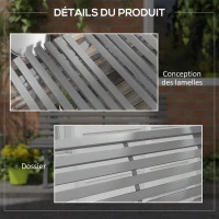 Outsunny Banc de jardin extérieur 2 places assise dossier à lattes, en aluminium, dim. 123 x 67 x 79 cm, gris(m-6)