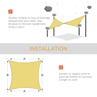 Outsunny Voile d'ombrage rectangulaire 4x6m toile ombrage extérieur protection anti-UV pour jardin terrasse patio balcon, sable(m-6)