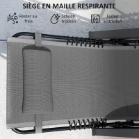Outsunny Lot de 2 bain de soleil, chaise longue pliante inclinable avec appuie-tête en textilène, 90 x 65 x 112 cm, gris(m-5)